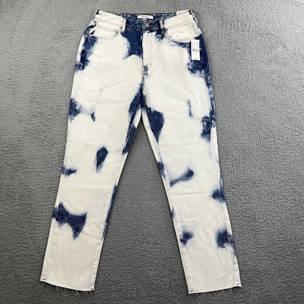 Pacsun Jeans 29x28 High Rise Relaxed Fit Bleach Stained Wash Snowflake Raw Hem